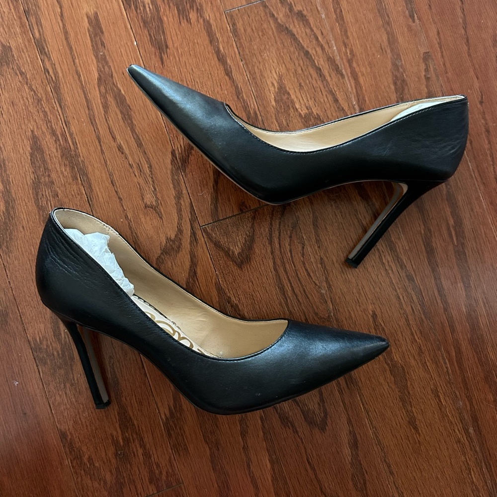 Sam Edelman Black Leather Stiletto Heels, Size 7